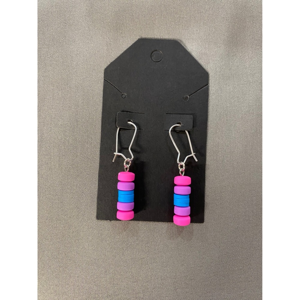 Handmade Colorful Pink Blue Purple Disc Earring Funky Dangle Drop Earrings Women